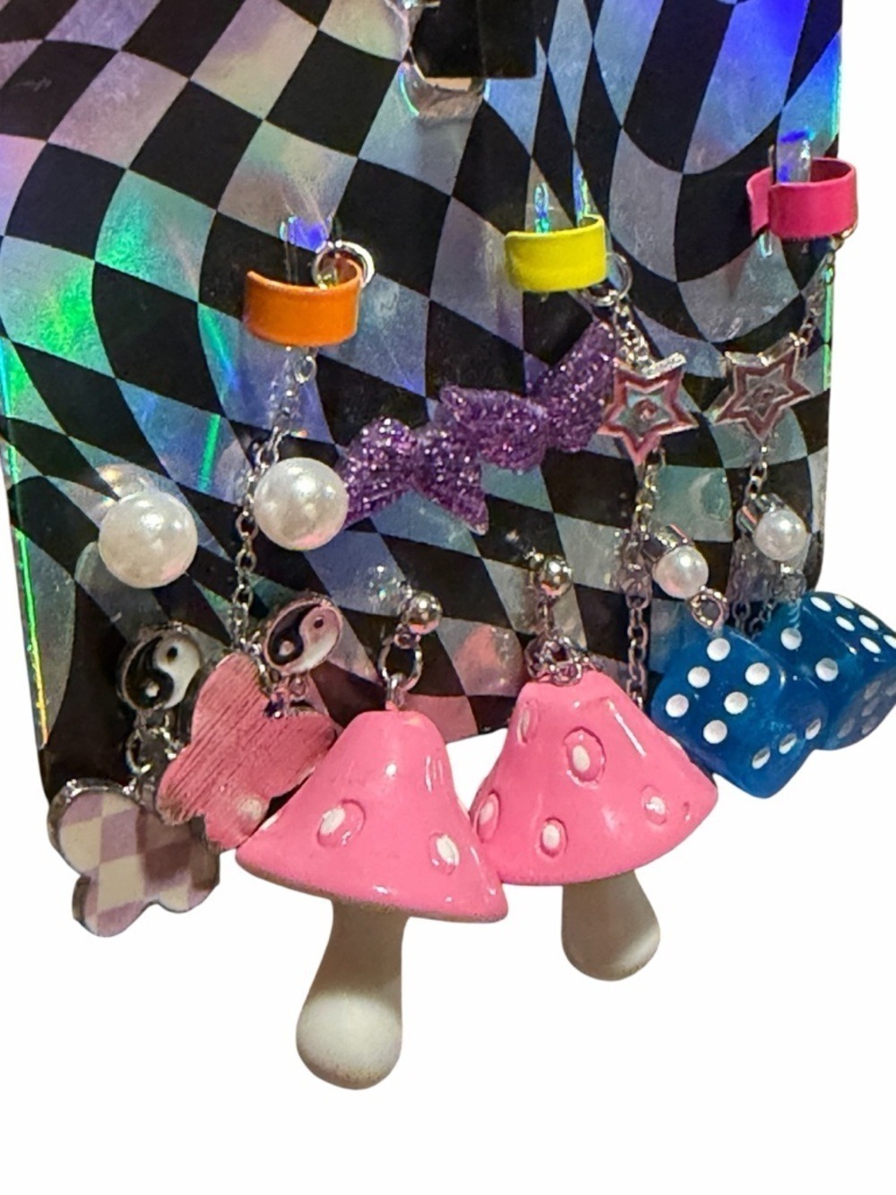 Y2K Charm Earring Set Mushrooms Dice Butterflies